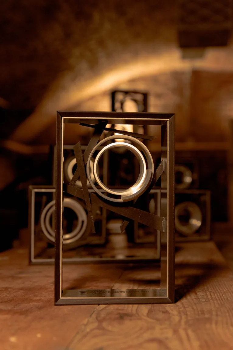 A metal and wood award design
