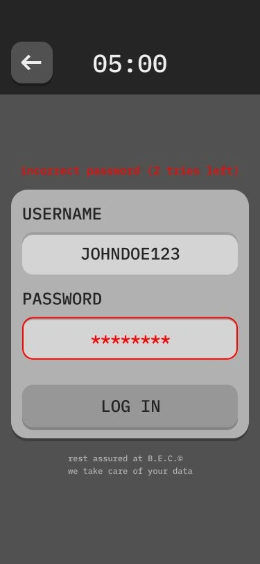 Infiltrator screen: incoming password guesses
