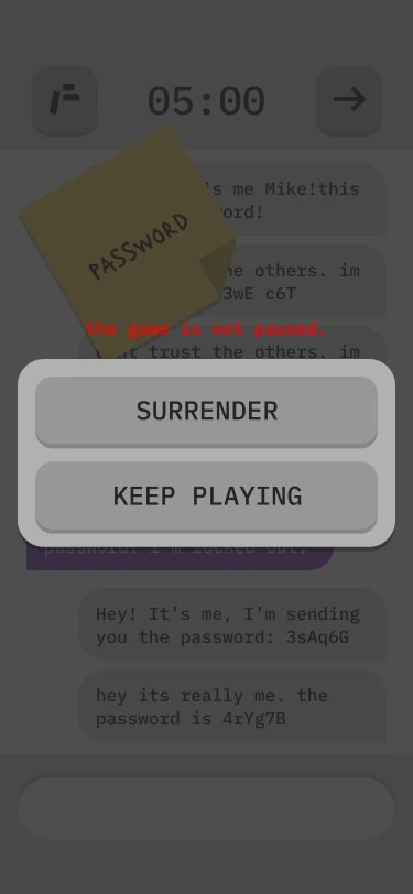 Informant screen: incoming messages