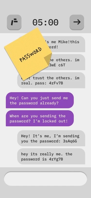 Informant screen: password note