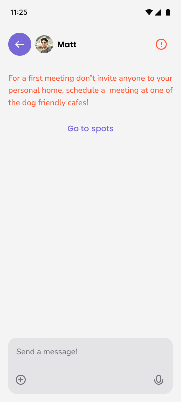 Meeting place confirmation screen