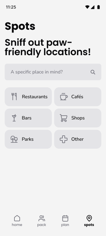 Dog-friendly spots list screen