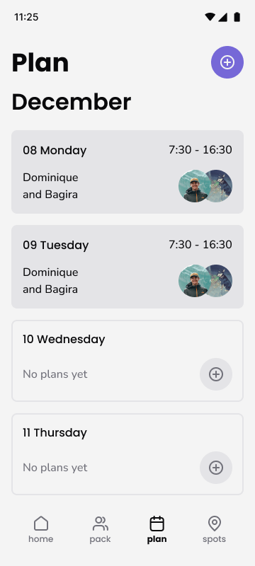 December planner screen