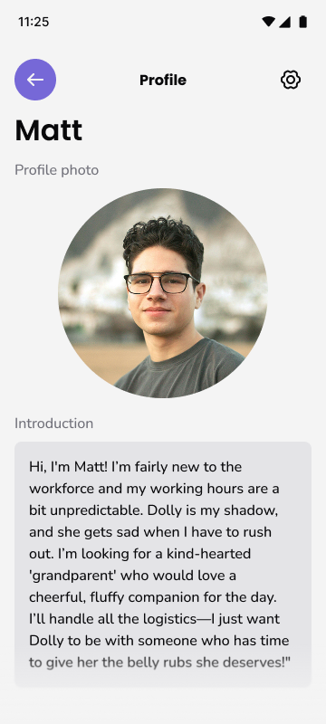 Matt's profile screen