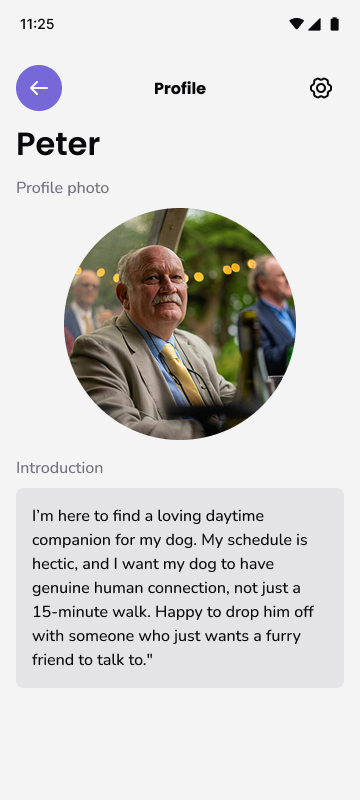 Peter's profile screen