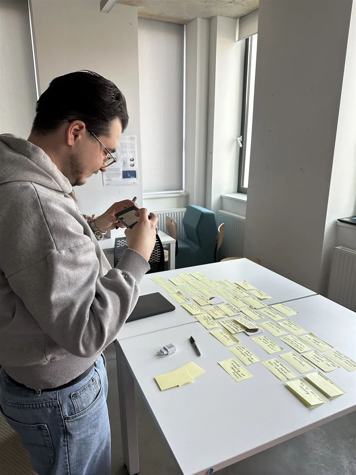 Mind mapping session with sticky notes