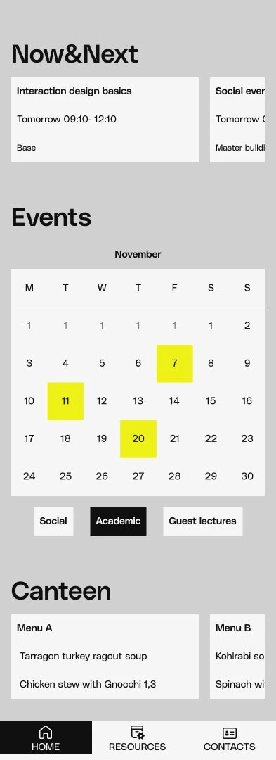Screen recording still: app home screen
