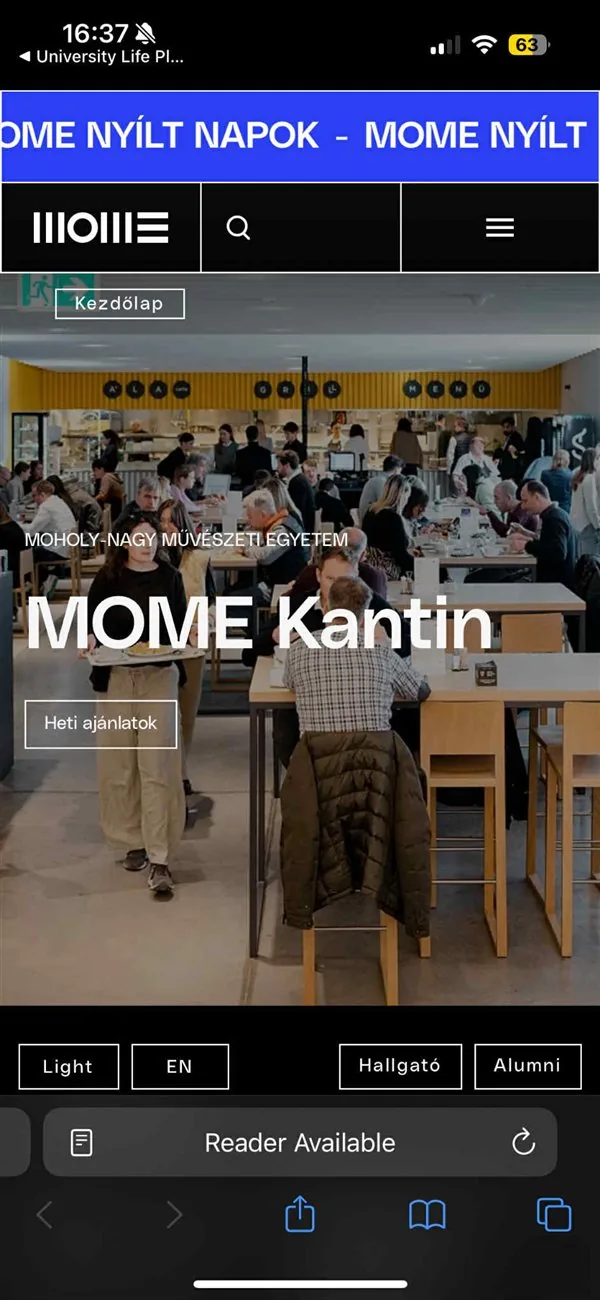 External MOME Kantin website the Canteen link opens