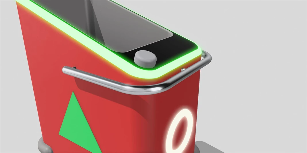 Detail of the TEVE robot's mode shifter and emergency stop button