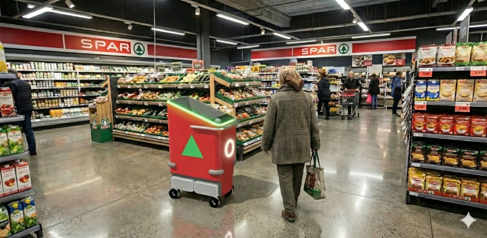 User loading groceries into the TEVE robot