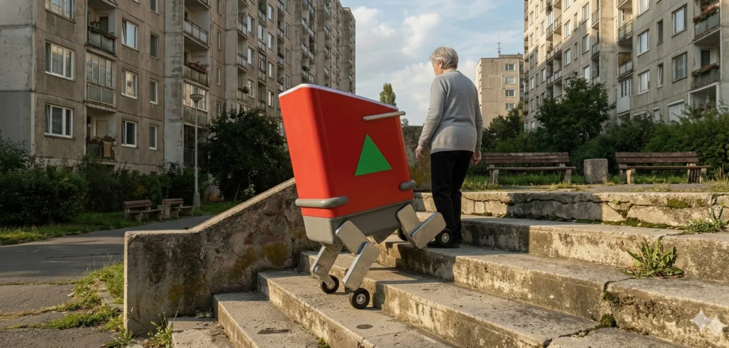 User interacting with the TEVE robot's screen