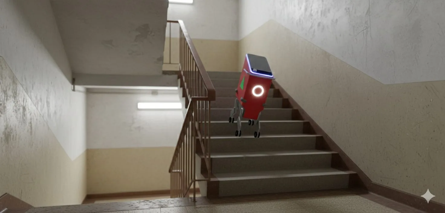 TEVE robot delivering groceries to the user's home