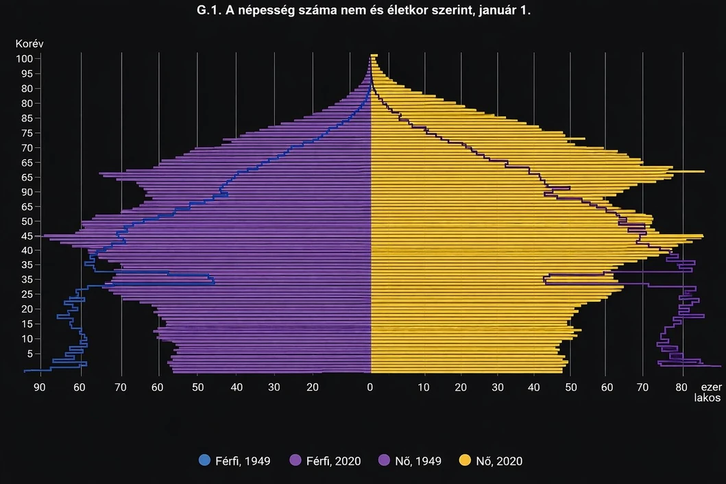 Abstract chart illustrating the aging population data