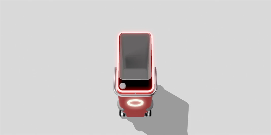 TEVE robot signaling an item was removed, light glowing red